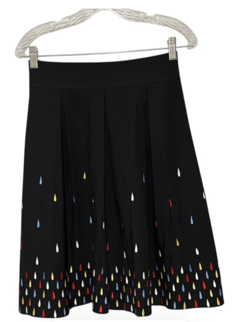 Eshakti Size 16W 1X Black Embroidered Pleated A Line Cotton Belted Skirt